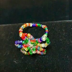 Vintage Handmade Seed-bead & Wire Daisy Ring Retro